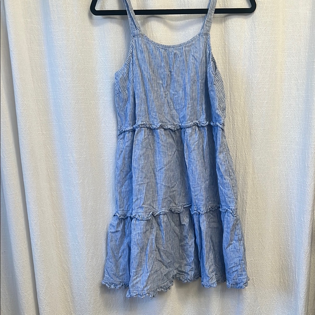 Blue Striped Sleeveless Dress